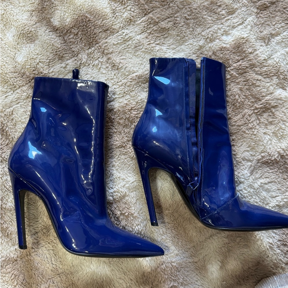 Balenciaga Glossy Royal Blue Heeled Boots